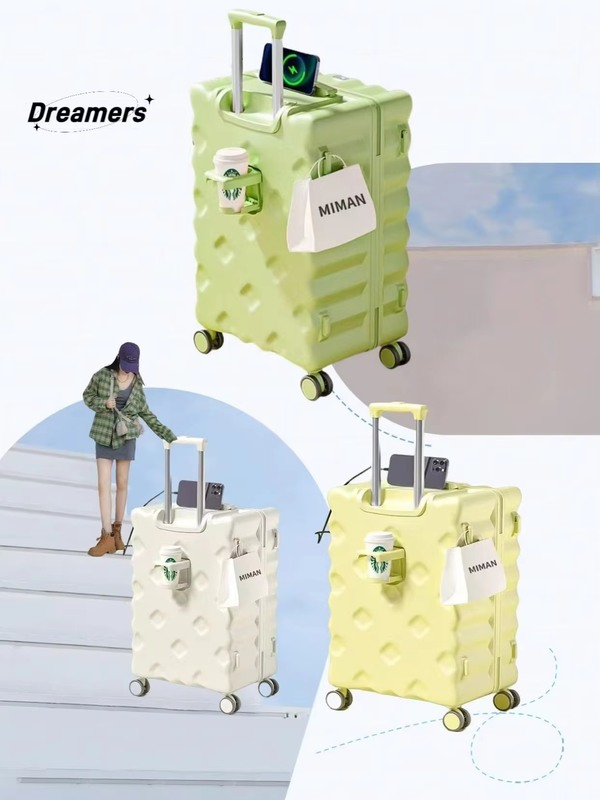 Aluminum Trolley Simple Luxury Modern Large Suitcase Dark Black 360° Spinner Wheels TSA Lock Oversized Check-In Bag for Business Light Weight