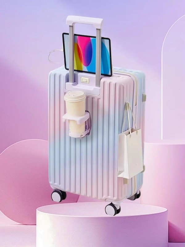 Soft Handle Simple Luxury Gradient Color 360° Spinner Wheels TSA Lock Oversized Check-In Bag for Business Travel Modern Large Suitcase