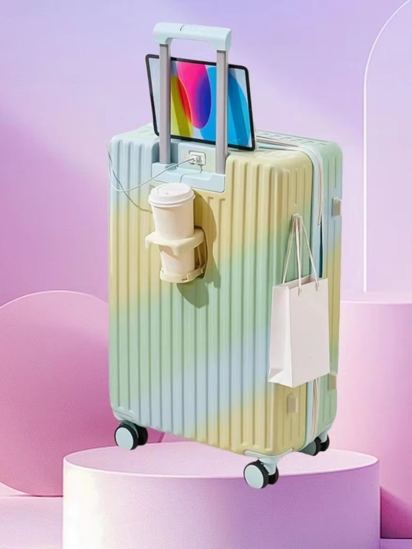 Soft Handle Simple Luxury Gradient Color 360° Spinner Wheels TSA Lock Oversized Check-In Bag for Business Travel Modern Large Suitcase