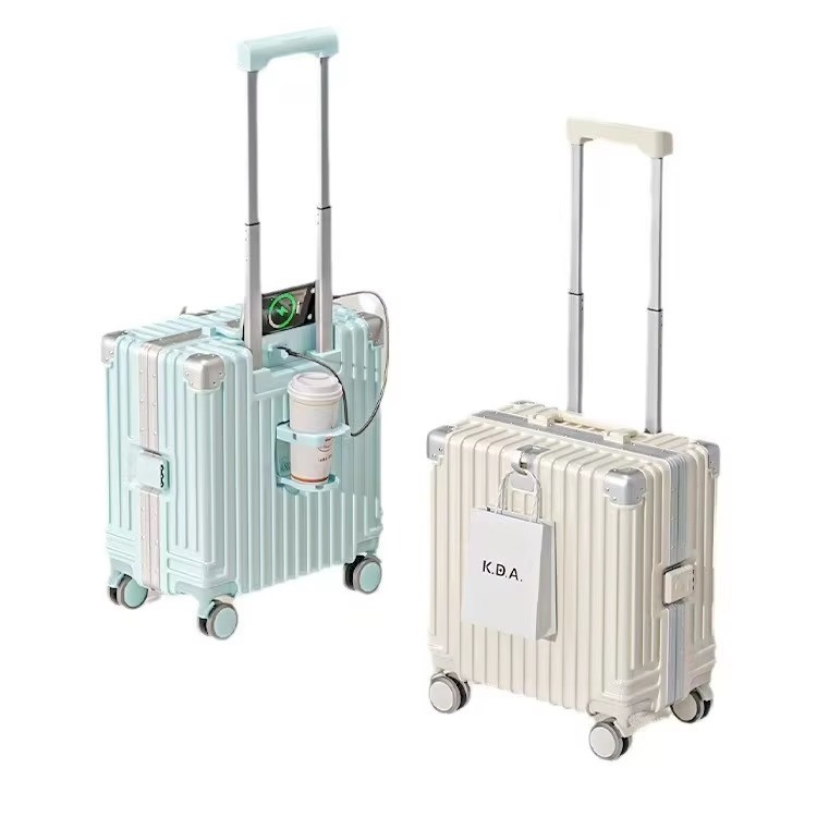 360° Spinner Wheels Lightweight Aluminum Frame Carry-On Luggage with Scratch-Resistant Sit-On Design and Zipper Closure