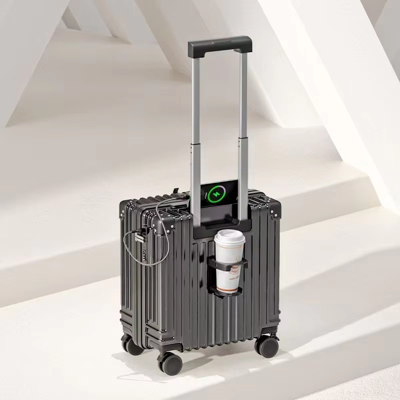 360° Spinner Wheels Lightweight Aluminum Frame Carry-On Luggage with Scratch-Resistant Sit-On Design and Zipper Closure