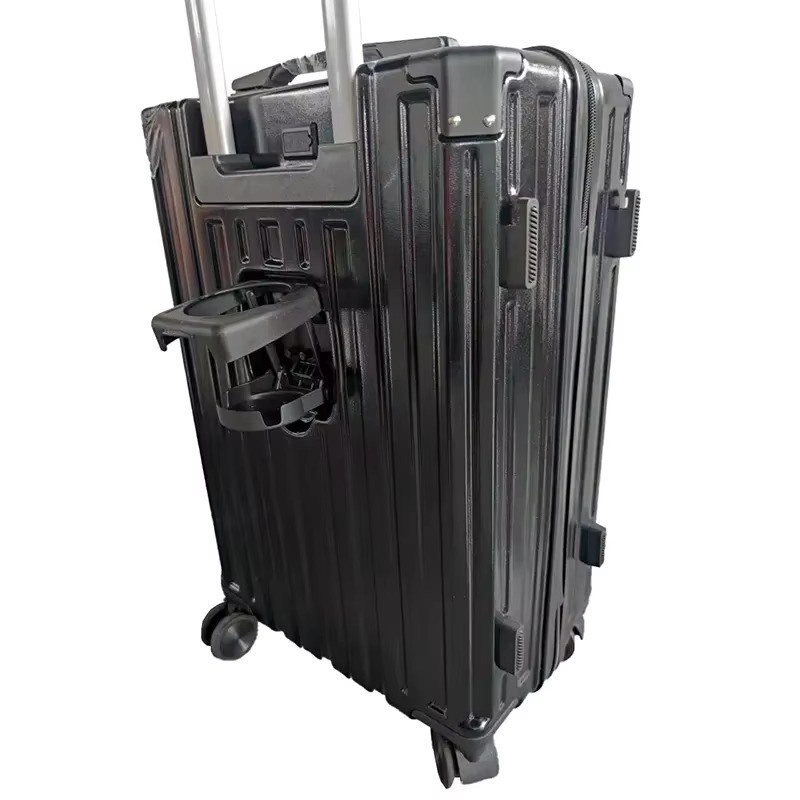 Lightweight Multi-Functional PC Carry-On Luggage with Cup Holder and Hanger Lining 210D Polyester