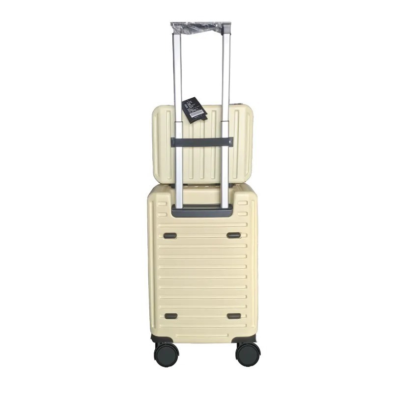 Yellow Cabin Luggage Unisex PC Carry-on Sets With Cosmetic Case Hard Shell Trolley Suitcase Luggage Spinner Caster 12