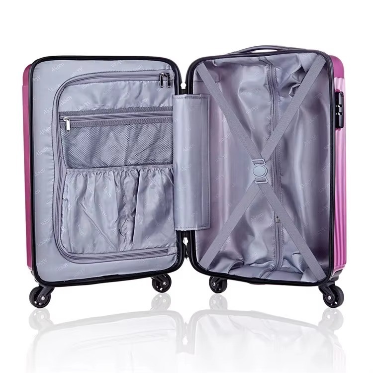 Purple Unisex ABS Luggage Set Customized Logo Accepted Excellent PC Carry-on Suitcases Simple Fashionable Classic Design