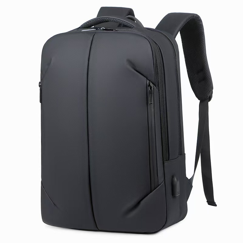 Business Laptop Double Shoulder Bag Large Capacity Multifunctional Men's Backpack with Soft Handle and Plain Pattern Type