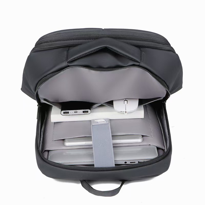 Business Laptop Double Shoulder Bag Large Capacity Multifunctional Men's Backpack with Soft Handle and Plain Pattern Type