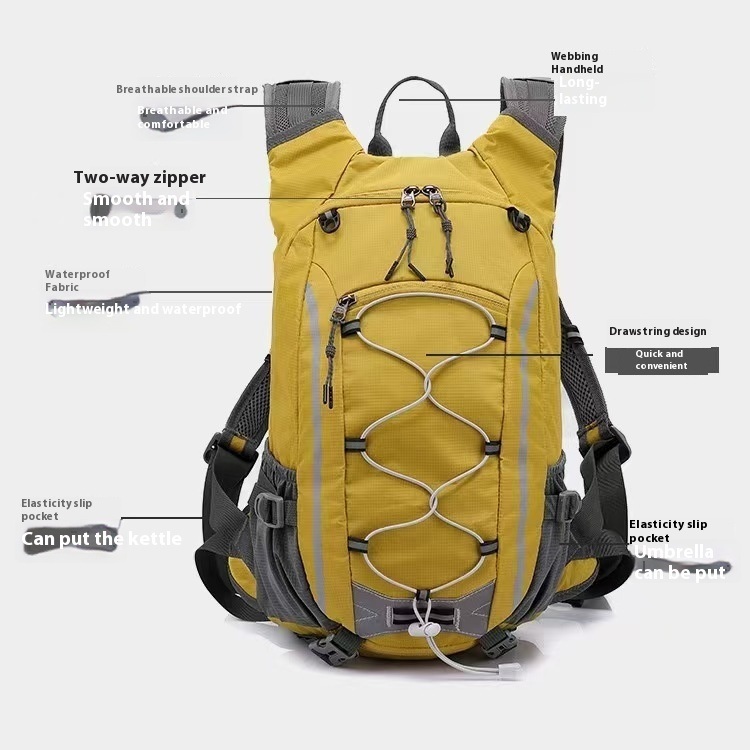 Soft Geometric Letter Backpack Hydration Vest Large Capacity Zipper Hasp Closure Interior Slot Pocket for Trail Running