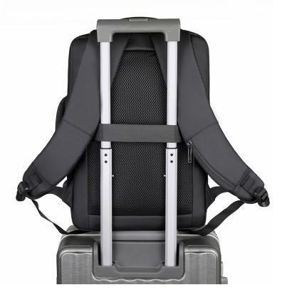 Unisex Fashionable Black Anti-Theft Waterproof Lightweight Laptop Backpack with RFID GPS USB Solar Panel and Materials