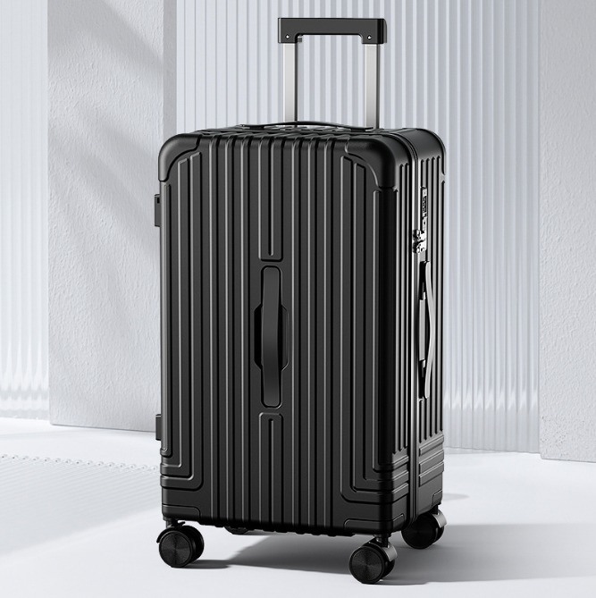 Zipper Closure Lightweight Multifunctional Anti-scratch Waterproof Suitcase with USB Charging Port and External Cup Holder