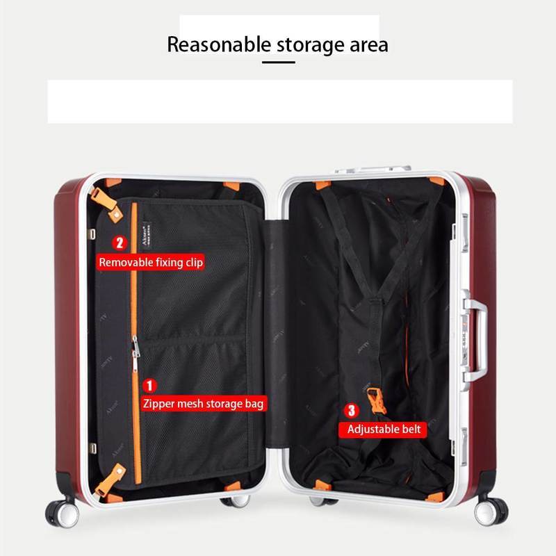 Mala de Negócios de Alumínio de 20 polegadas com Fechamento por Zíper, Luxuosa, com Rodas Giratórias, PC Leve e Resistente a Arranhões, Estilo Moderno, Bagagem de Mão