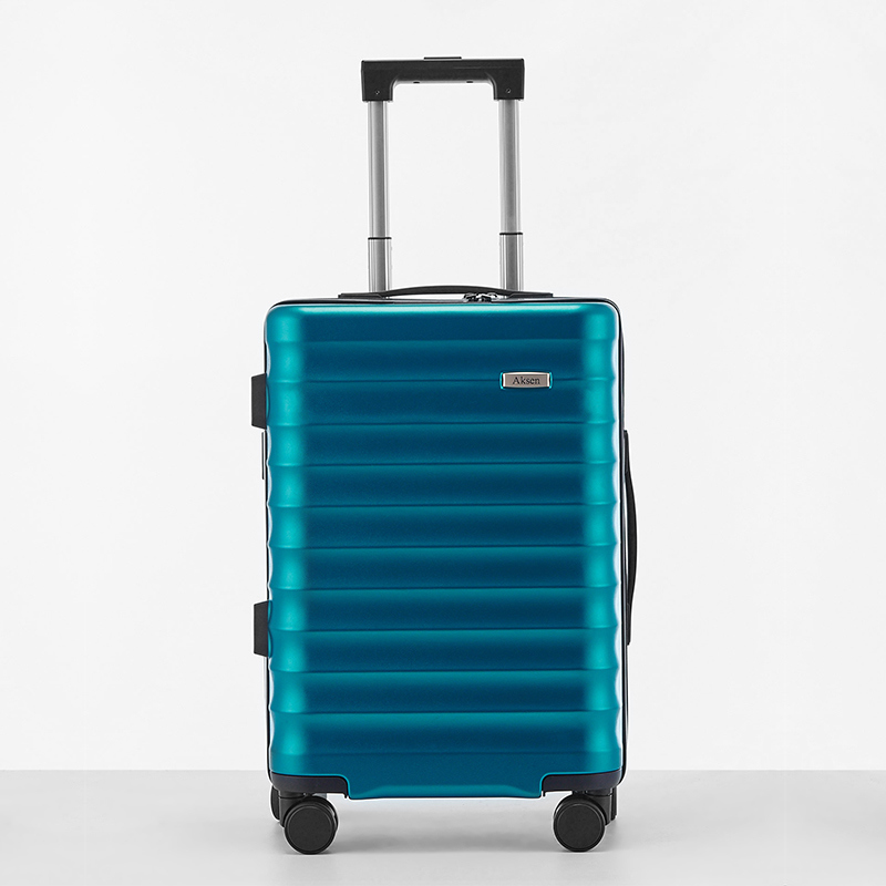 Drawbars Included and Durable Deep Green Textured Unisex Business Luggage Trolley Set Waterproof TSA Lock Carry-On Size