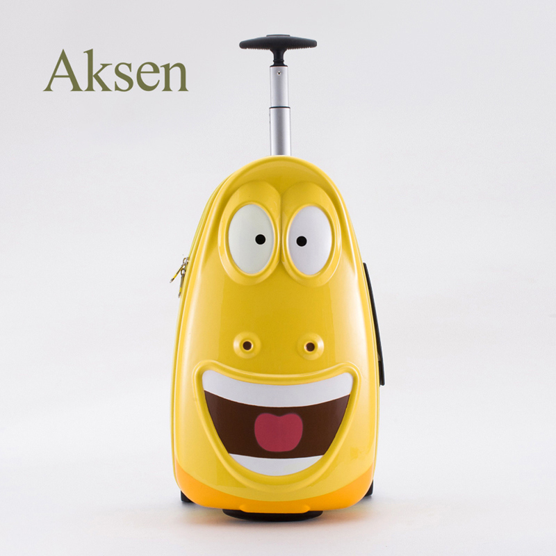 Yellow PC Kids Children School Luggage Suitcase Trolley Cabin Carry on Travel Waterproof Cartoon Pattern Pupil Luggage