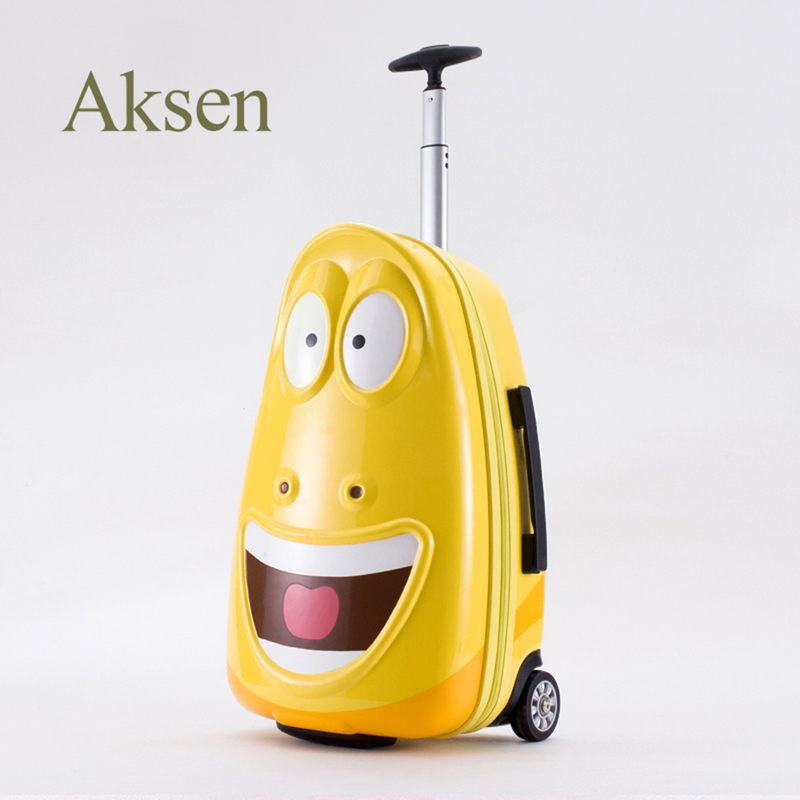 Yellow PC Kids Children School Luggage Suitcase Trolley Cabin Carry on Travel Waterproof Cartoon Pattern Pupil Luggage