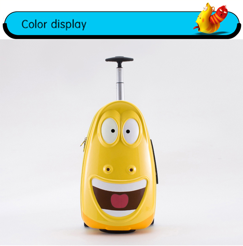 Yellow PC Kids Children School Luggage Suitcase Trolley Cabin Carry on Travel Waterproof Cartoon Pattern Pupil Luggage