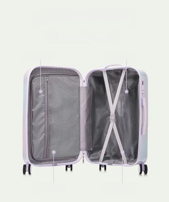 Zipper Closure Luggage Ice-Cream Series with USB Cup Holder Hard Shell Suitcase 210D Polyester Lining Multi-Functional