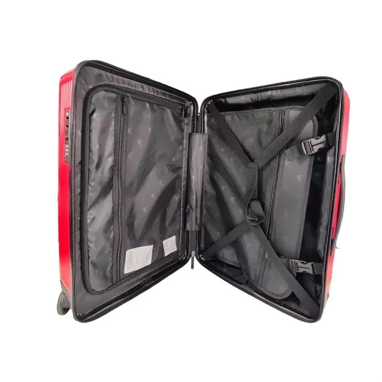 Modern Business Style Suitcases with 4 Spinner Wheels in Sturdy Luxury Luggage Set for Durable Travel in Red and Black