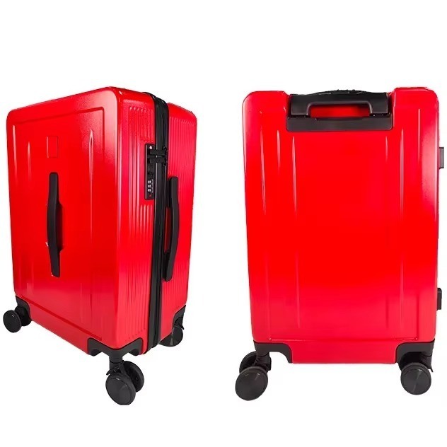 Modern Business Style Suitcases with 4 Spinner Wheels in Sturdy Luxury Luggage Set for Durable Travel in Red and Black