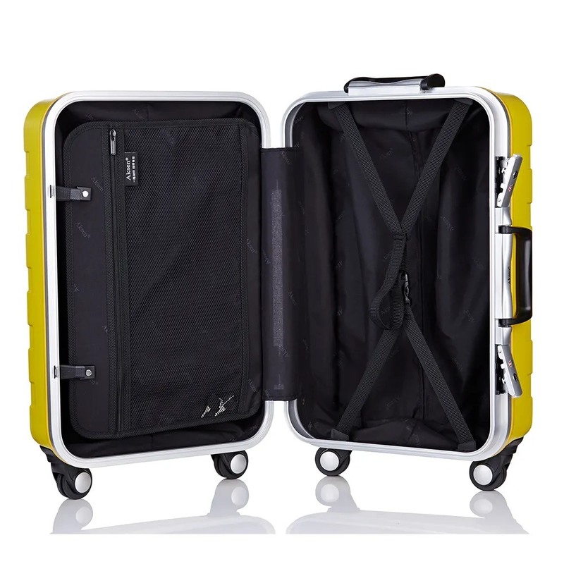 Yellow Striped Suitcase Large Capacity Carry-on Suitcase with 360° Spinner Wheels Password Lock The Perfect Travel Companion