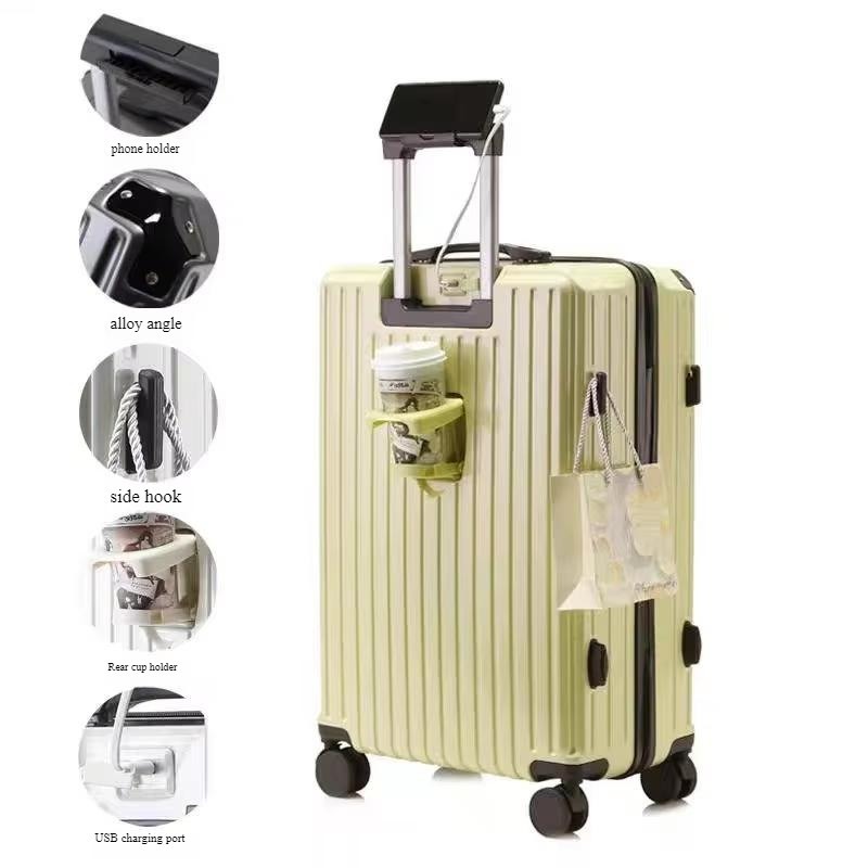 Unisex Multifunctional Carry-On Luggage with Silent Spinner Wheels ABS PC Material USB Hooks Lock TSA Lock Gender Unisex