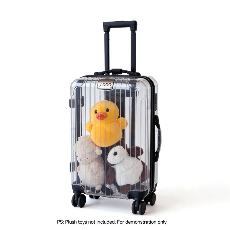 Dry and Wet Separation Transparent Luxury PC Waterproof Hard Shell Carry-on Suitcase with TSA Lock Clear Valise Cabin Travel Luggage