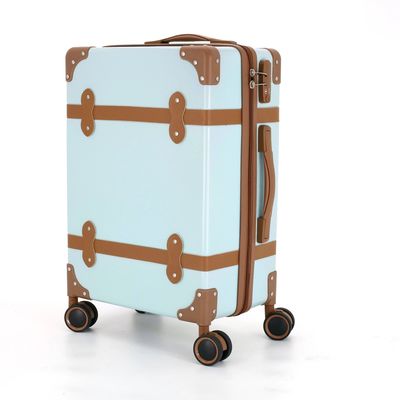 Lightweight PC Leather Hard Shell Trolley Luggage Vintage Suitcase with TSA Lock Durable Carry-On Baggage Have Drawbars